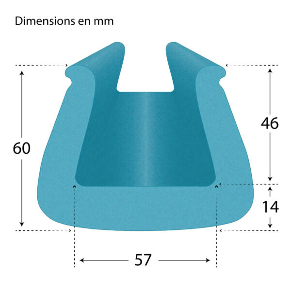 Dimensions profilé U60 - mousse de protection